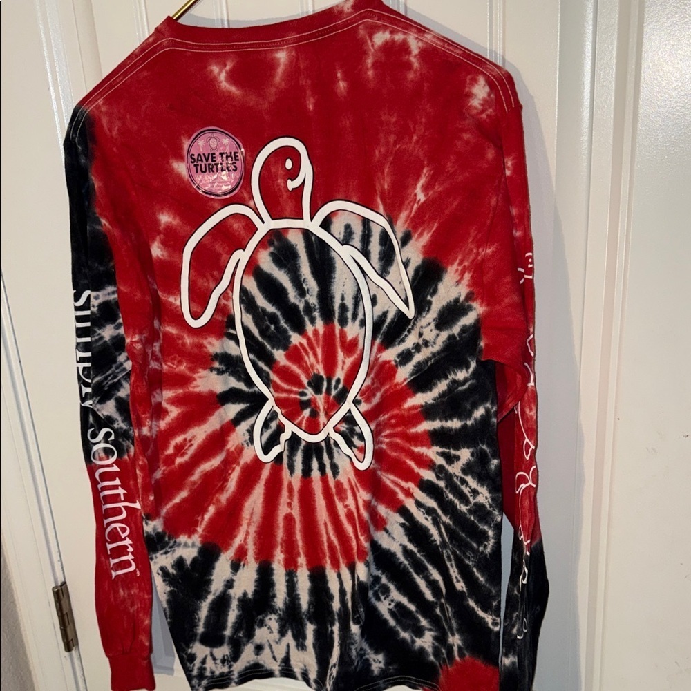 Simply Southern Red and Black Tie-Dye Long Sleeve Tee